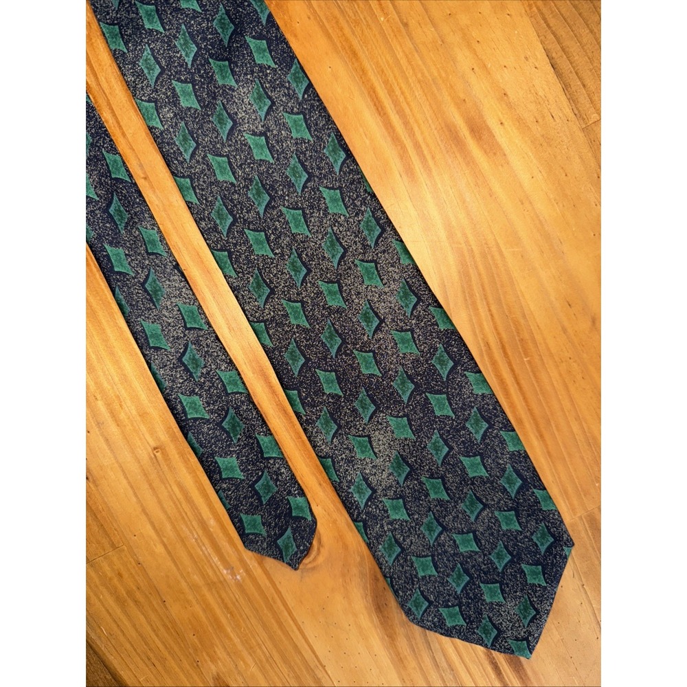 Ermenegildo Zegna Necktie Men Green Silver Wedding Business Executive Silk